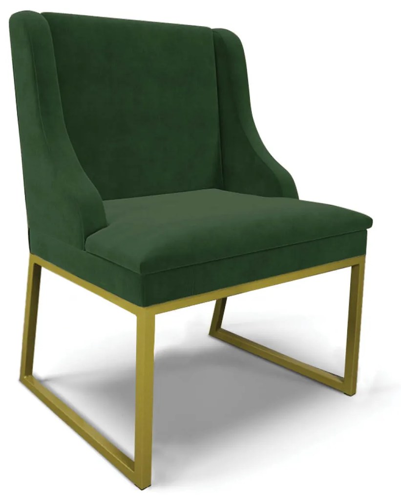 Cadeira Sala de Jantar Industrial Dourado Liz Suede Verde D03 - D'Rossi