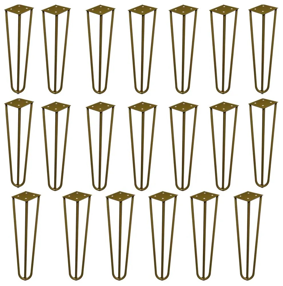 Kit 20 Pés de Metal 25 CM Hairpin Legs Rack e Puffs Dourado G41