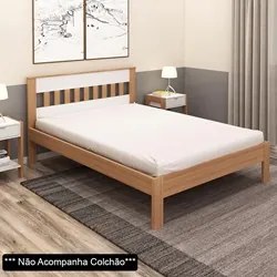 Cama de Casal CM8007 Amêndoa/Branco - Tecno Mobili