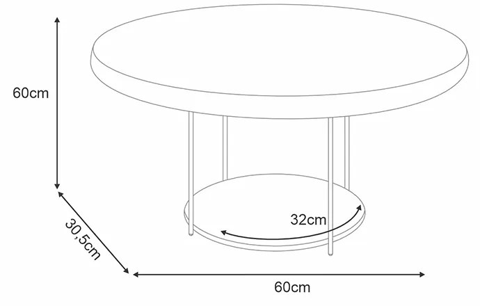 Mesa de Centro Sky Sala de Estar com Tampo MDF Pés em Aço Cinamomo G26 - Hb Móveis