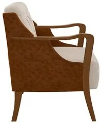 Poltrona Decorativa para Sala de Estar Capitonê Lapa M22 PU Camel/Linh