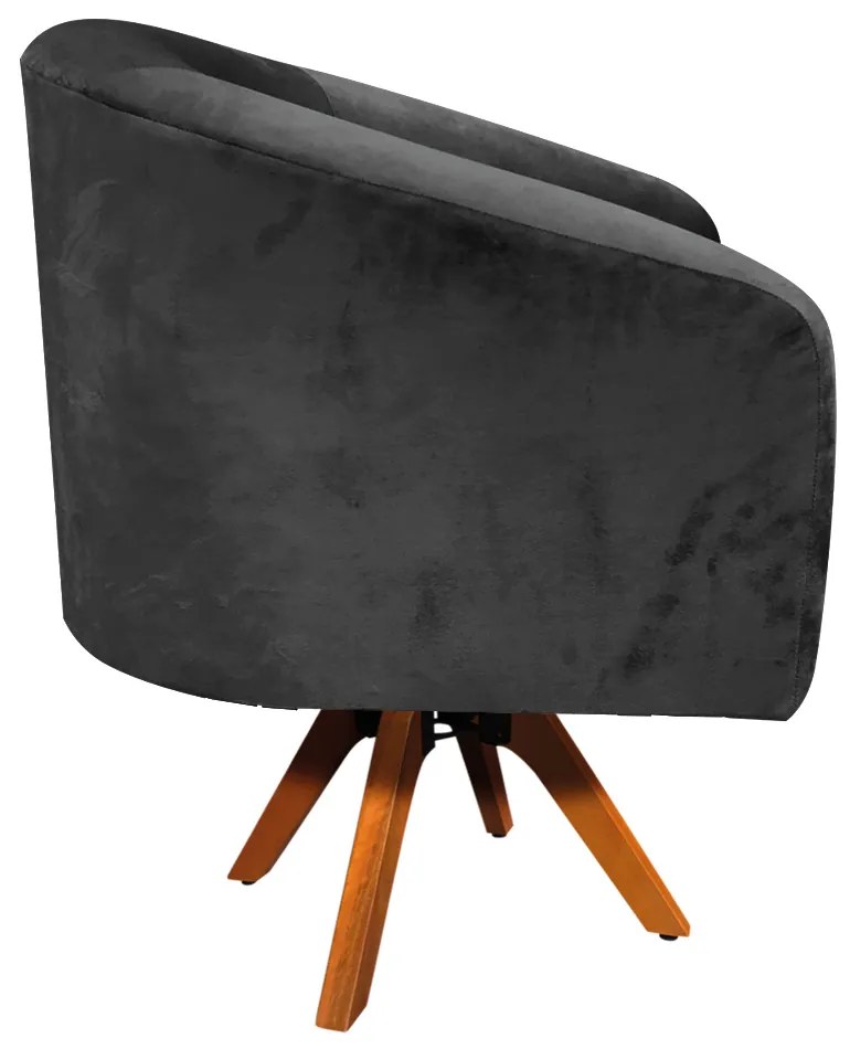 Poltrona Decorativa Giratória MM30 Stella Suede Preto D03 - D'Rossi