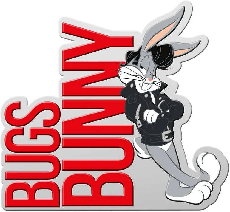 Placa Decorativa Looney Bugs Bunny Charming Vermelho e Preto em Metal