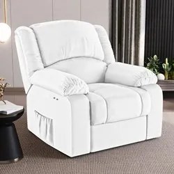 Poltrona do Papai Reclinável Pietra Power Touch Massagem FH9 PU Branco