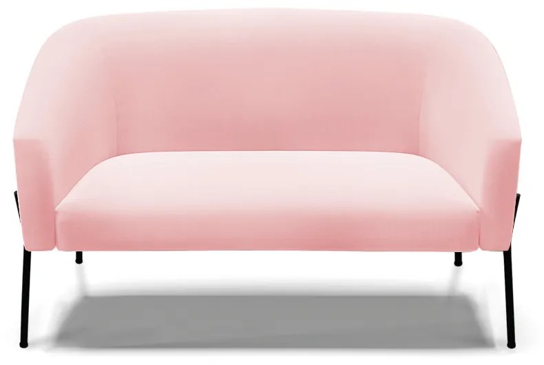Sofá 2 Lugares Namoradeira Pé de Ferro Preto Stella Suede D03 - D'Rossi - Rosa Bebê