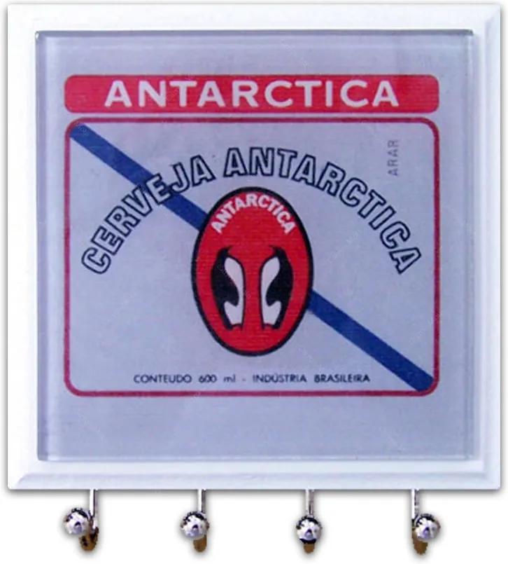 Porta-Chaves - 4 Ganchos - Antarctica Pinguim em Vidro - 11x11 cm