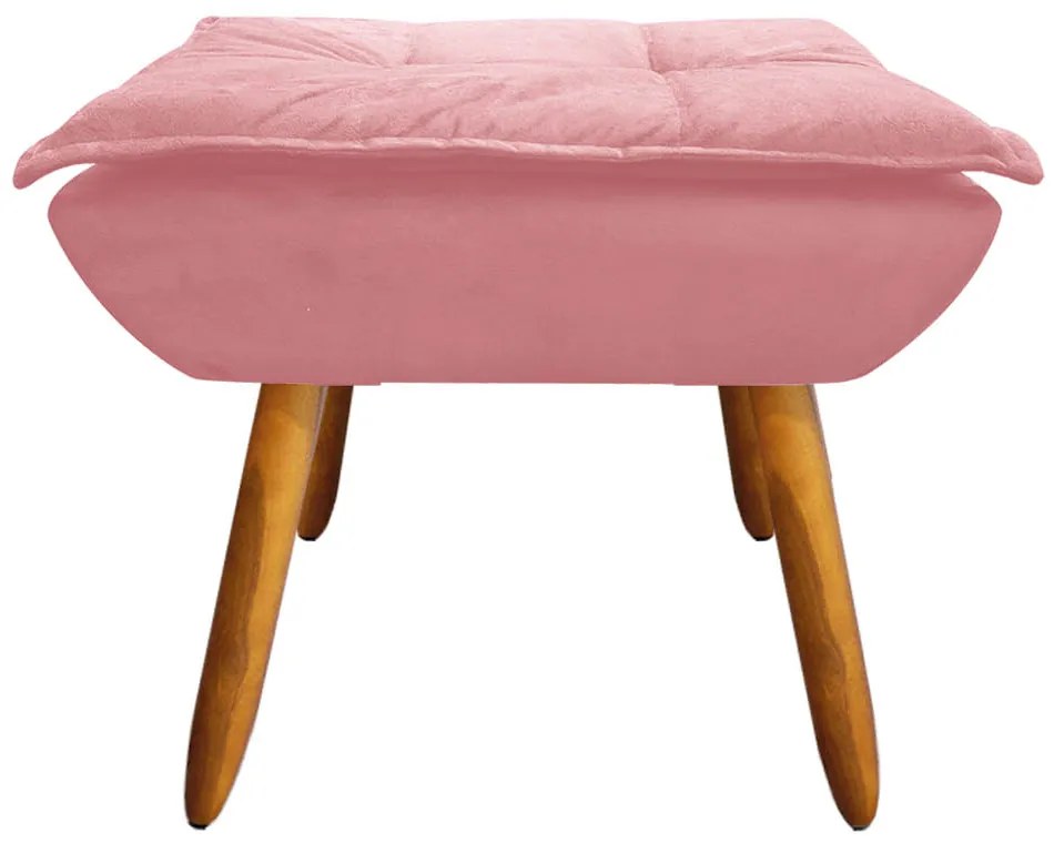 Poltrona e Puff Decorativo Pé Palito de Madeira Opala Suede D03 - D'Rossi - Rose