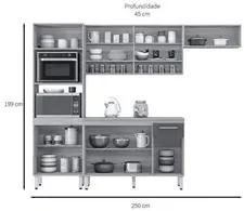 Cozinha Compacta 4 Peças Com Balcão Dama D02 Avena/Grafito - Mpozenato
