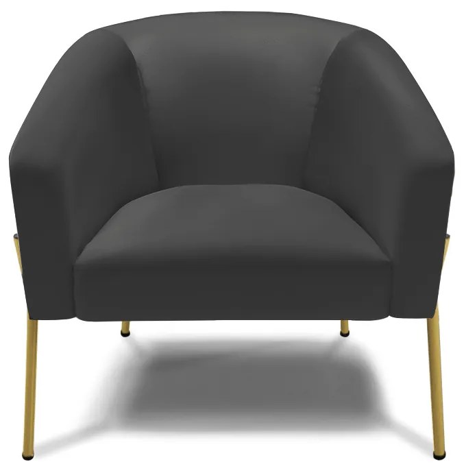 Poltrona Decorativa Pé de Ferro Dourado Kit 2 Stella Sintético D03 - D'Rossi - Preto