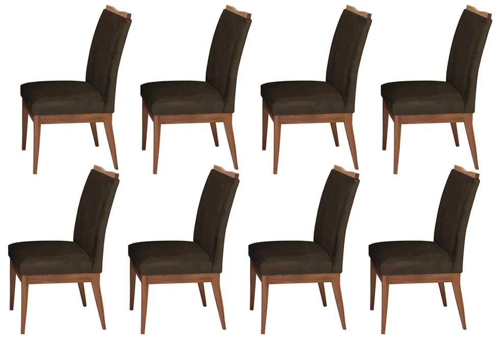 Conjunto 8 Cadeira Decorativa Leticia Aveludado Marrom