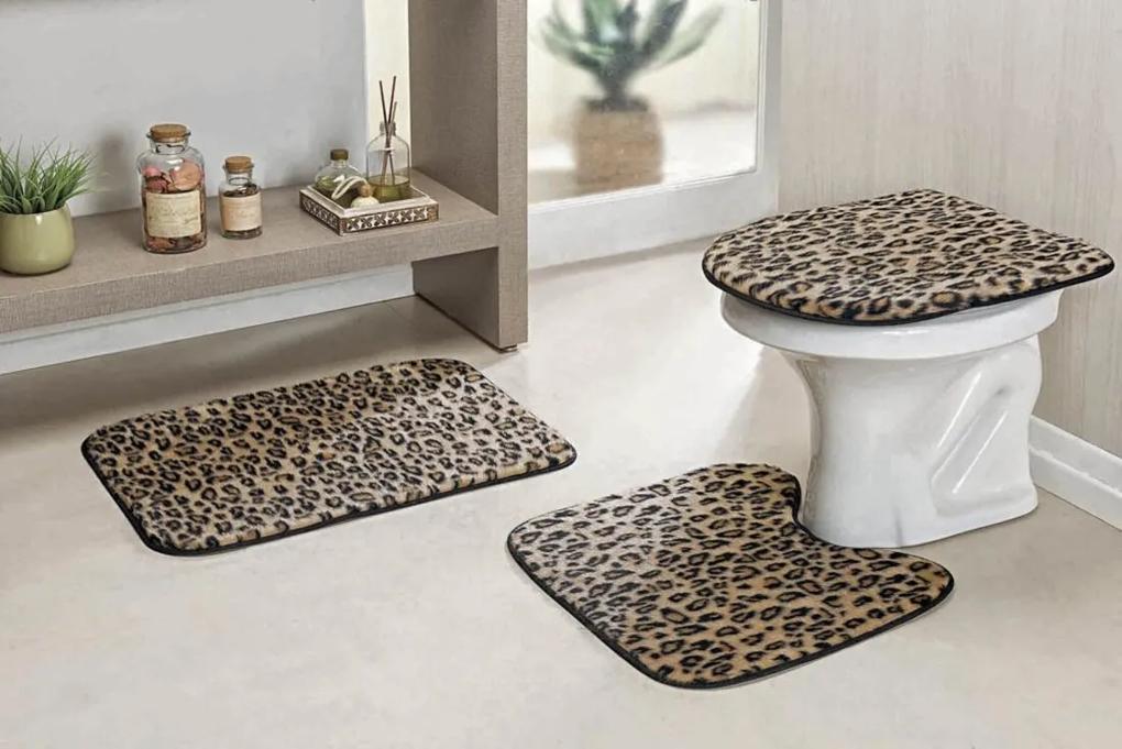 Jogo de Banheiro Guga Tapetes Safari Standard 3 Pecas Leopardo