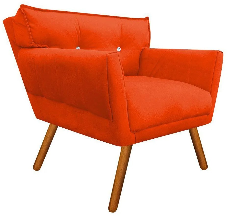 Kit 02 Poltronas Anitta Suede Laranja com Strass Pés Palito Castanho D'Rossi