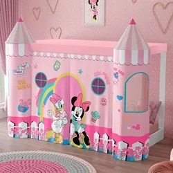 Mini Cama Infantil com Colchão D20 e Dossel Minnie e Margarida P13 Bra
