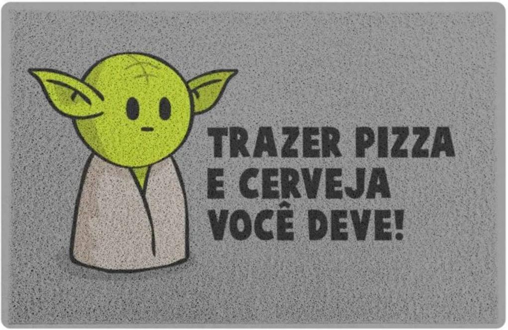 Capacho Em Vinil Drpepper Mestre Mini-Yoda Geek10 Cinza