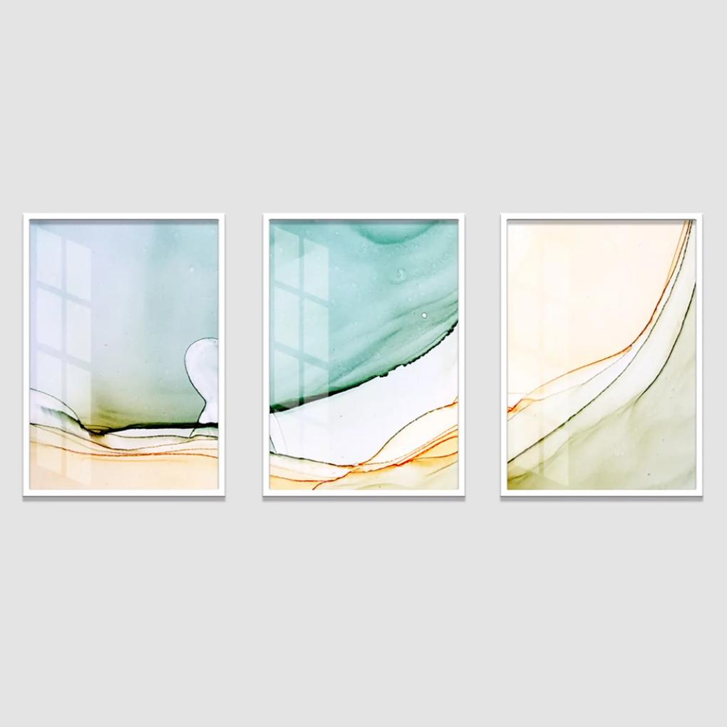 Quadro 60x120cm  Abstrato Rutilo Moldura Branca sem vidro Decorativo Interiores