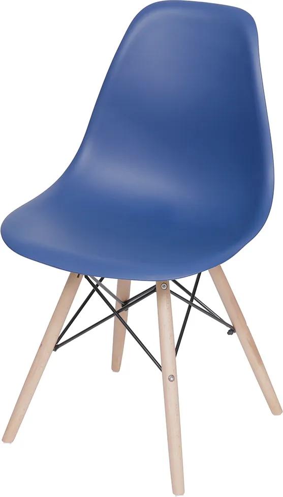 Cadeira DKR Polipropileno e Base de Madeira Lawang – Azul Marinho