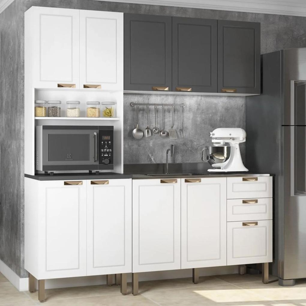 Cozinha Completa 3 peças Americana Multimóveis 5907 Branco/Grafite
