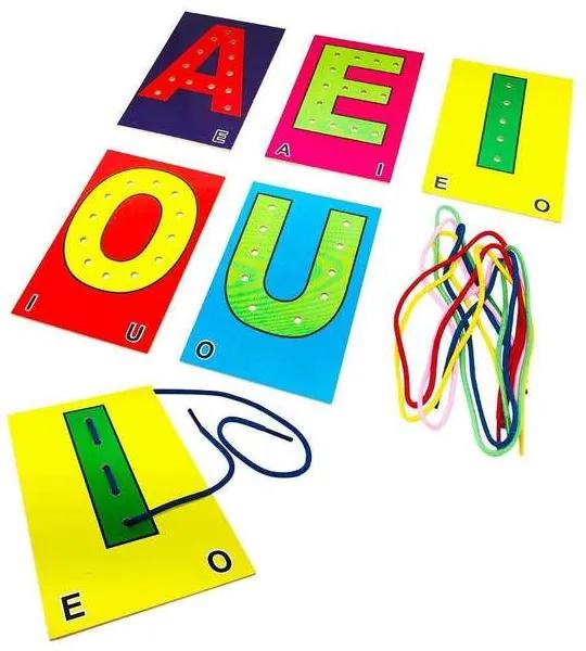 Alfabeto Móvel Brinquedo Didático Alinhavo Vogais