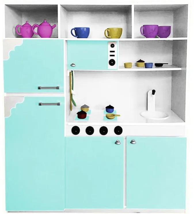 Cozinha de Brinquedo Infantil 130cm Verde Água/Branco - Criança Feliz