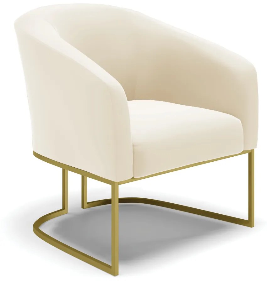 Cadeira Sala de Jantar Base Industrial Dourado Stella Veludo D03 - D'Rossi - Bege