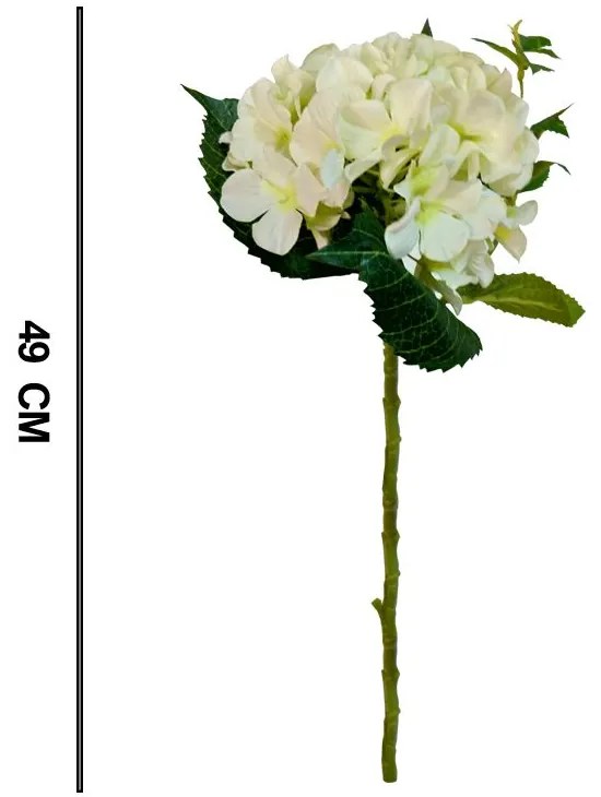 Flor Hortência Artificial Creme 49 cm - D'Rossi