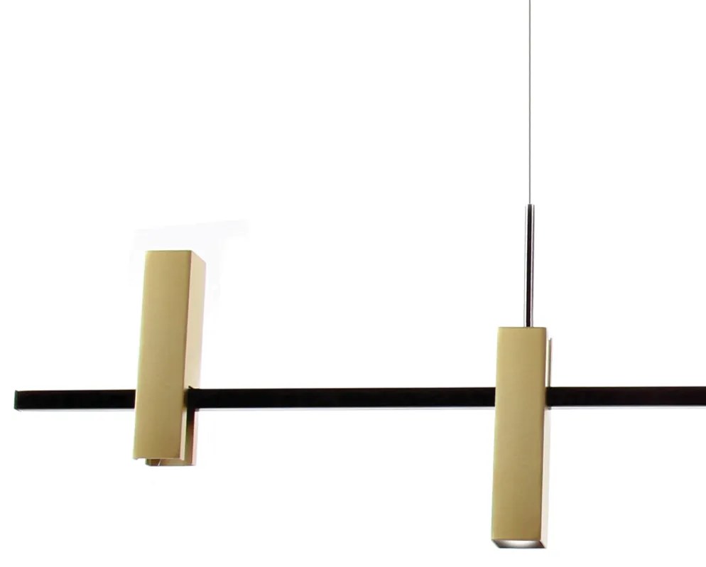 Pendente Square Retangular 120X04X38Cm Tubo Quadrado Fixo Assimetricos... (DENIM / COBRE BRILHO)