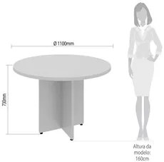 Mesa de Reunião Escritório Redonda 110cm Web30 G04 Cinza - Mpozenato