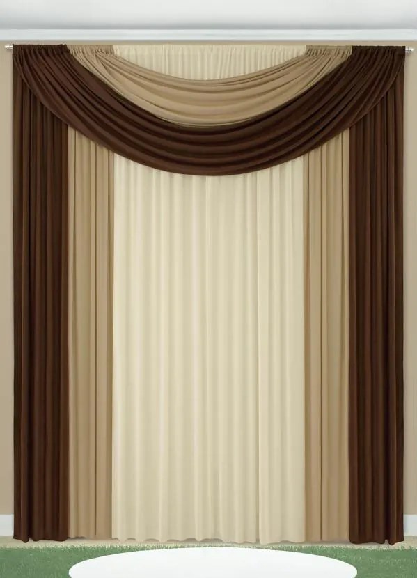 Cortina Malha com Bandô Marrom 390x170 cm