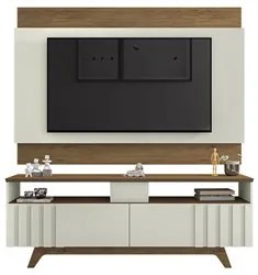 Painel para TV 60 Pol com Rack Bancada Suíça Freijó/Cinza Cristal - Mó
