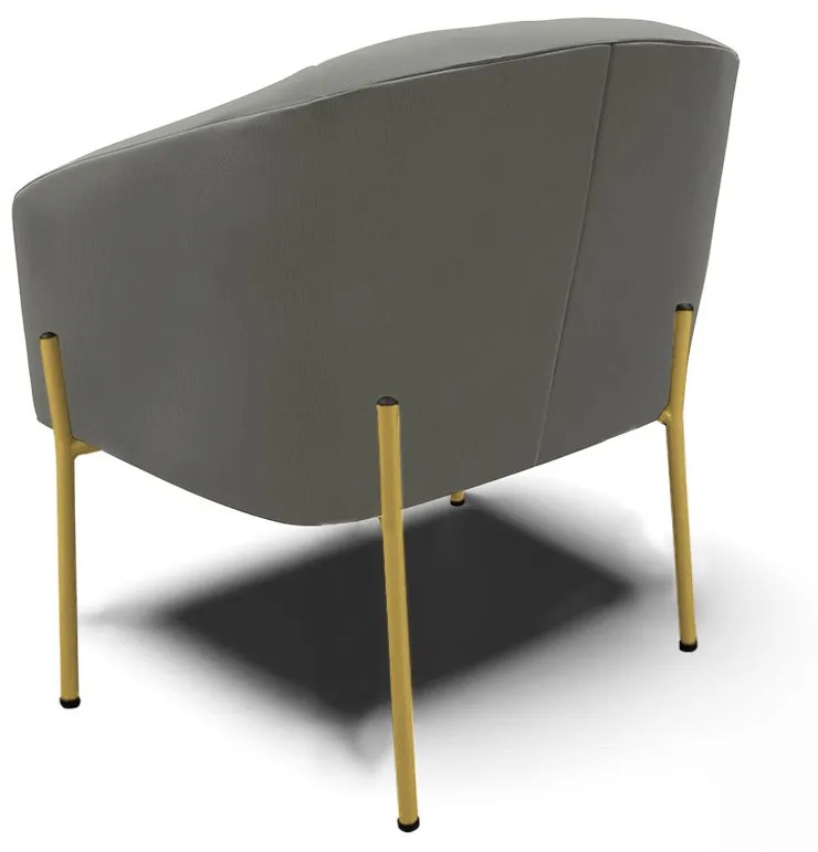 Poltrona Decorativa Pé de Ferro Dourado Kit 2 Stella Suede D03 - D'Rossi - Grafite