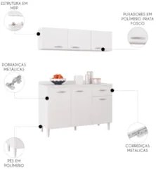 Armário de Cozinha CP01 Com Tampo 120cm Classic P11 Branco - Mpozenato