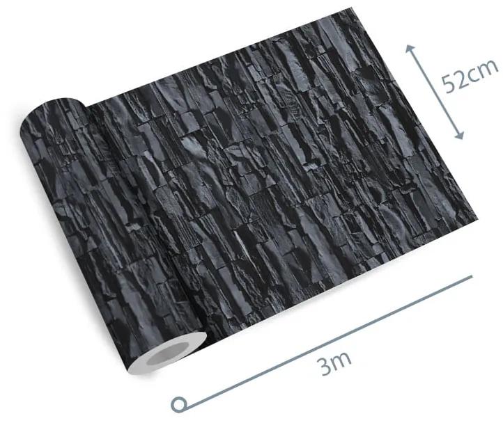 Papel de parede adesivo pedra canjiquinha preta