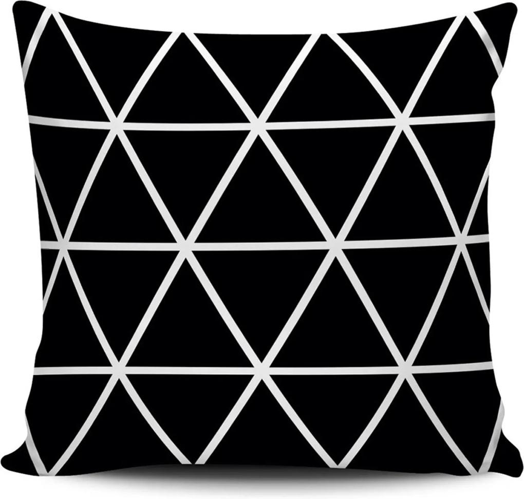 Almofada decorativa Geometrica Triangulos Preto Branco 45x45