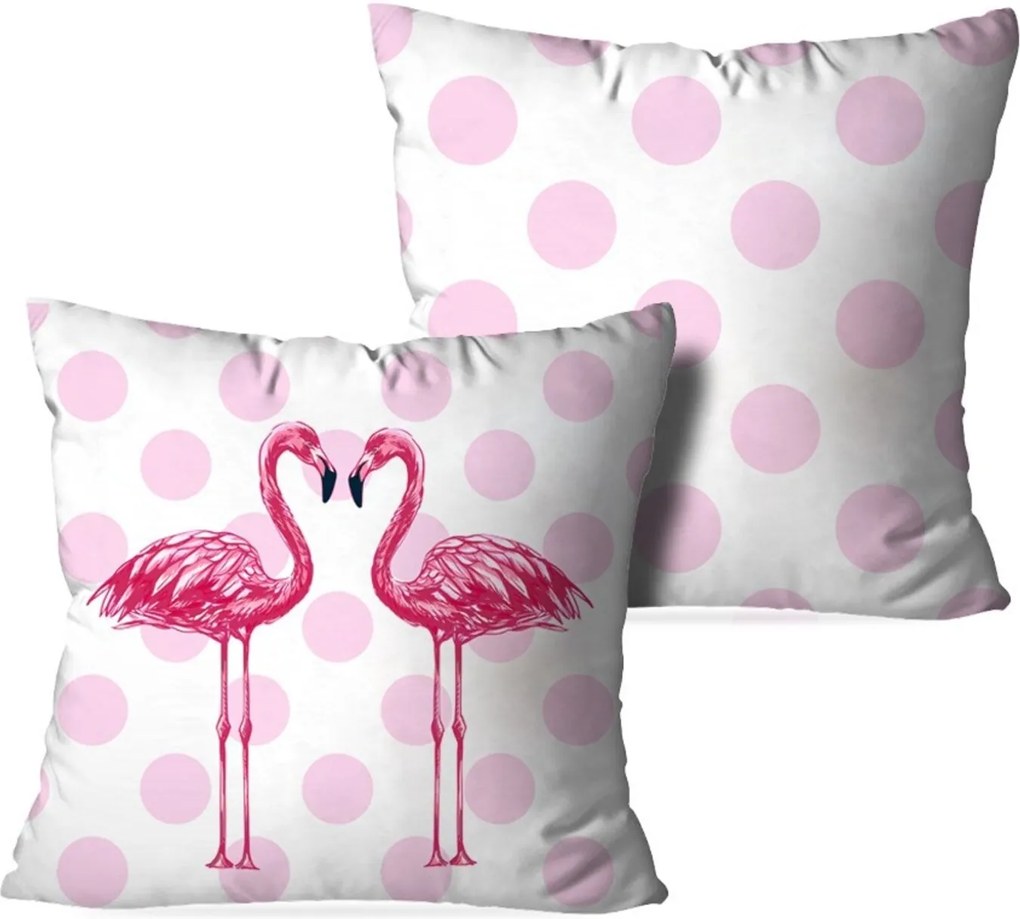 Kit 2 Almofadas Love Decor Decorativas Flamingos Poa Multicolorido