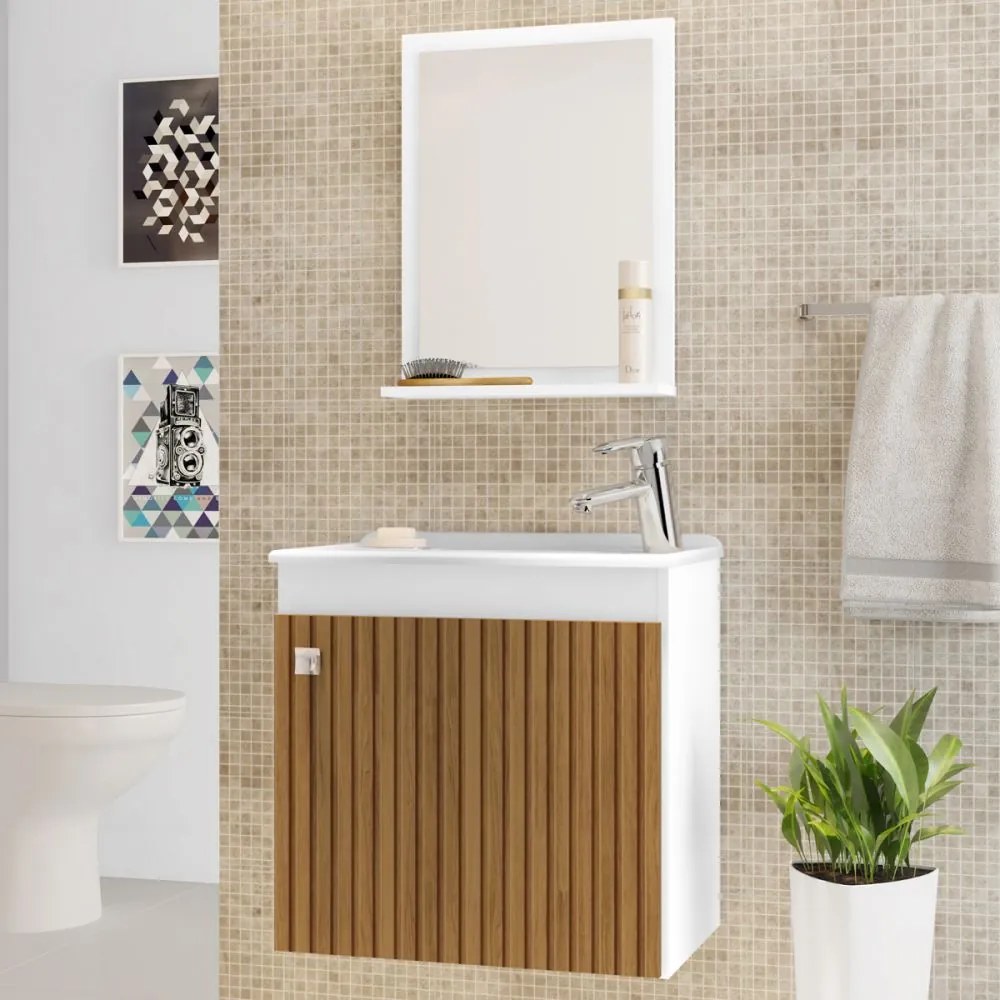 Armário de Banheiro Siena Branco/Marrom - Bechara Móveis
