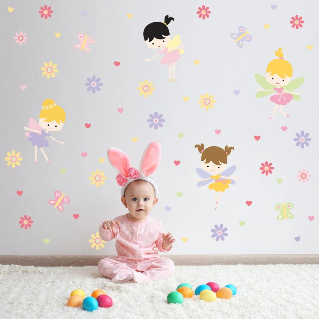 Adesivo de Parede Infantil Quartinhos Fadas Baby Colorido