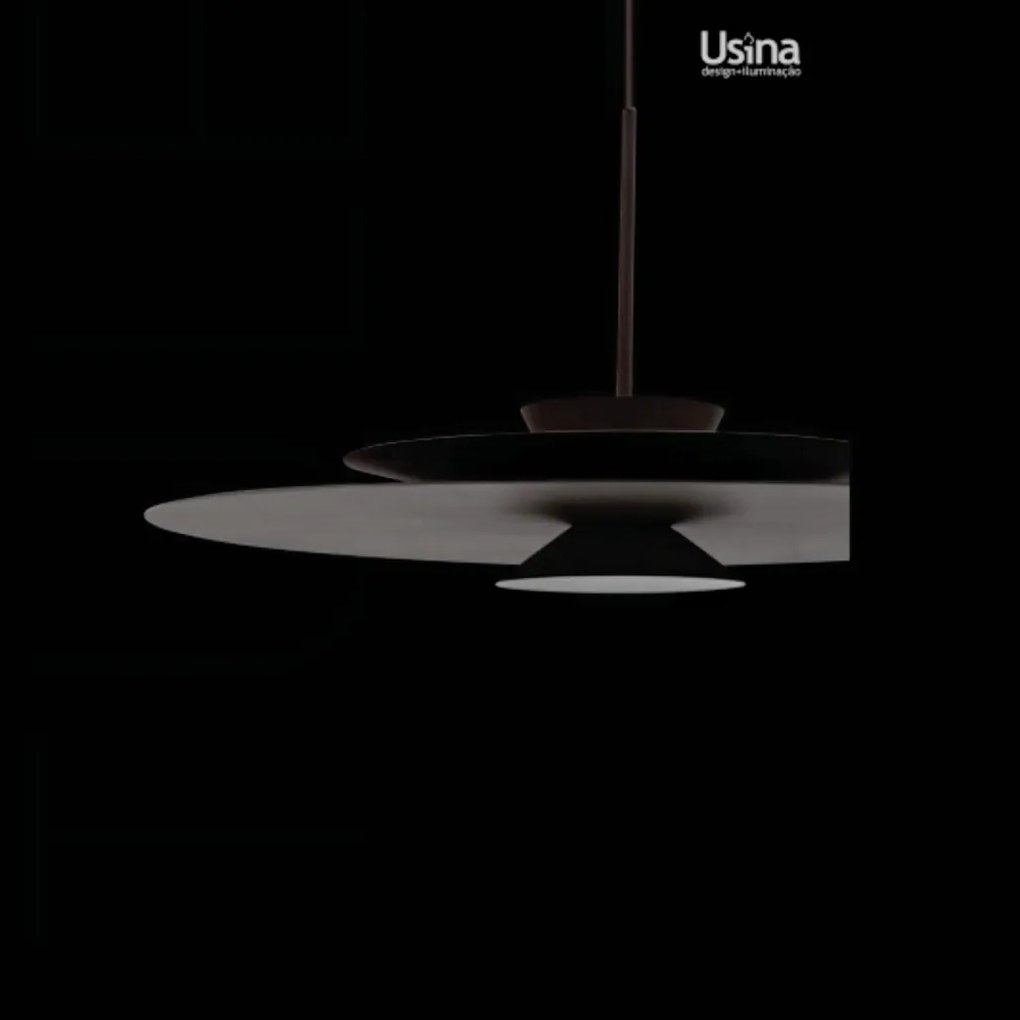 Pendente Tule Ø50X25,5Cm 1Xmr16 - Usina 25122/50 (BT - Branco Texturizado, OL-F - Verde Oliva Fosco)