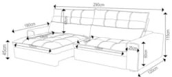 Sofá Retrátil Reclinável 4 Lugares 290cm Damy F05 Veludo Bordô - Mpoze