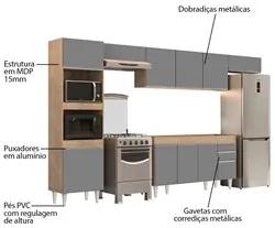 Armário de Cozinha Modulada 5 Peças CP13 Balcão Castanho/Cinza - Lumil