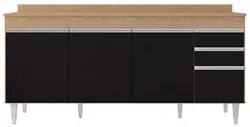 Balcão Gabinete 180cm com Tampo Dallas Castanho/Preto - Lumil