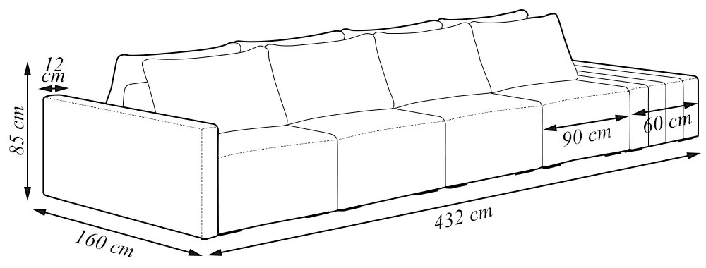 Sofá Ilha Modulado Milos 432cm Puff Lateral Veludo Azul Marinho G33 - Gran Belo