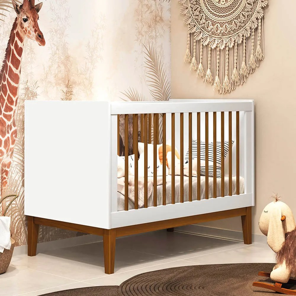 Berço Mini Cama Noah Wood Classic Branco Fosco com Kit Pé Madeira - Berço Mini Cama Noah Wood Square Branco Fosco com Kit Pé Madeira