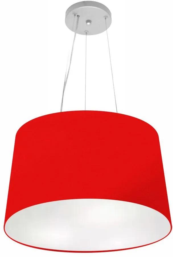 Lustre Pendente Cone Md-4153 Cúpula em Tecido 30/45x40cm Vermelho - Bivolt