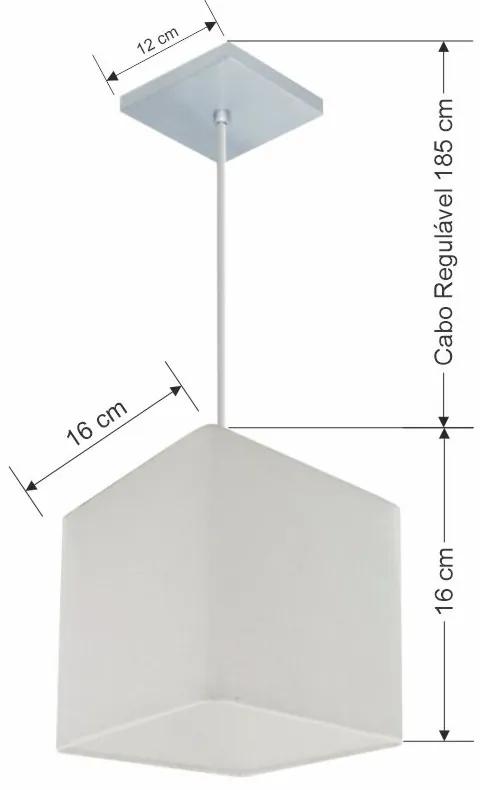 Lustre Pendente Quadrado Md-4224 Cúpula em Tecido 16/16x16cm Branco - Bivolt