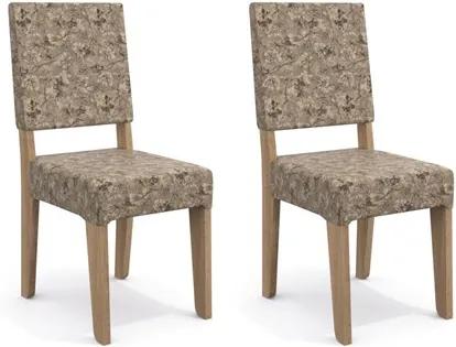 Kit 2 Cadeiras CAD106 para Sala de Jantar Nogal/Flores Marrom - Kappesberg