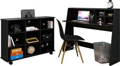 Mesa Escrivaninha Idealle Nicho Organizador Toys e Cadeira Charles Preto - Mpozenato