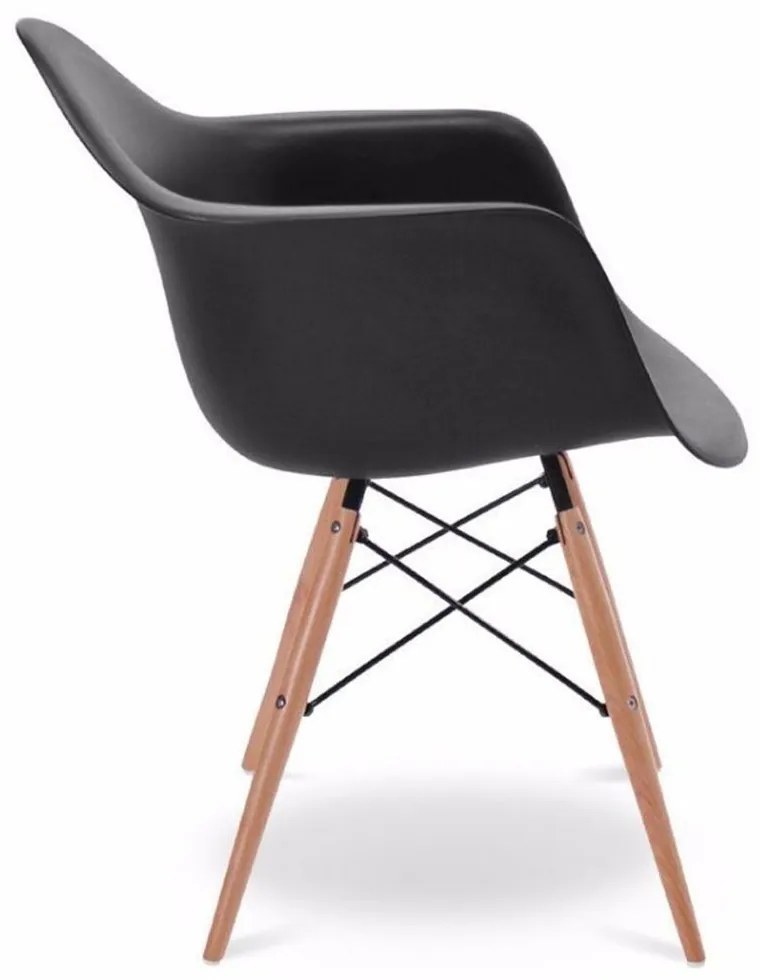 Cadeira Melbourne Eiffel Charles Eames Base Madeira - Preta - D'Rossi