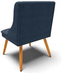 Cadeira Estofada para Sala de Jantar Pés Palito Lia Suede Azul Marinho