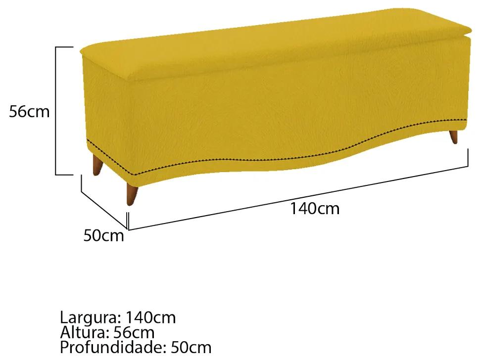 Calçadeira Estofada Yasmim 140 cm Casal Suede Amarelo - ADJ Decor