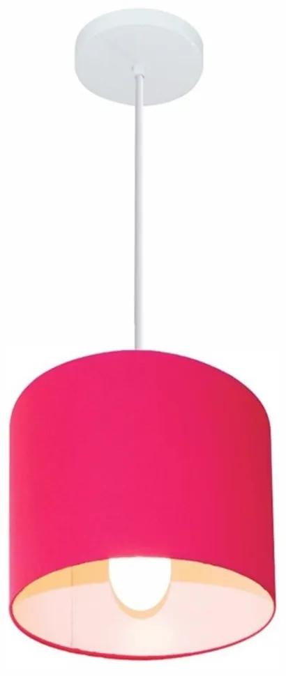 Lustre Pendente Cilíndrico Md-4046 Cúpula em Tecido 18x18cm Rosa Pink - Bivolt